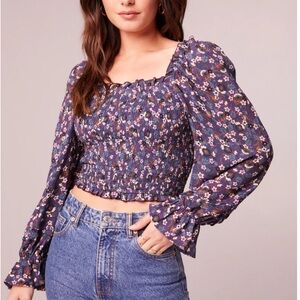 NWT Band of the Free | Agathe Purple Floral Smocked Crop Top S